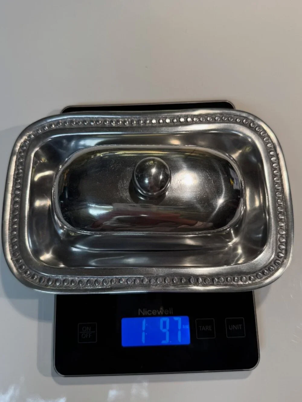 Beautiful Pewter Butter Dish